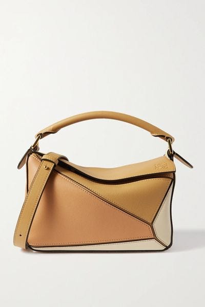 Loewe Puzzle Nano Leather Shoulder Bag in Brown