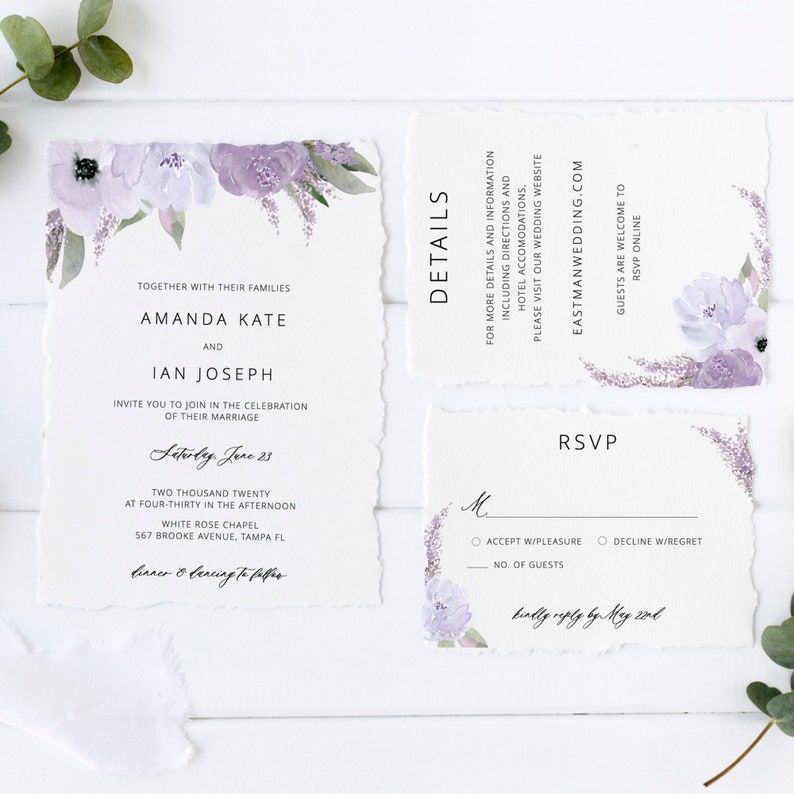 Lillian Lavender Wedding Invitation