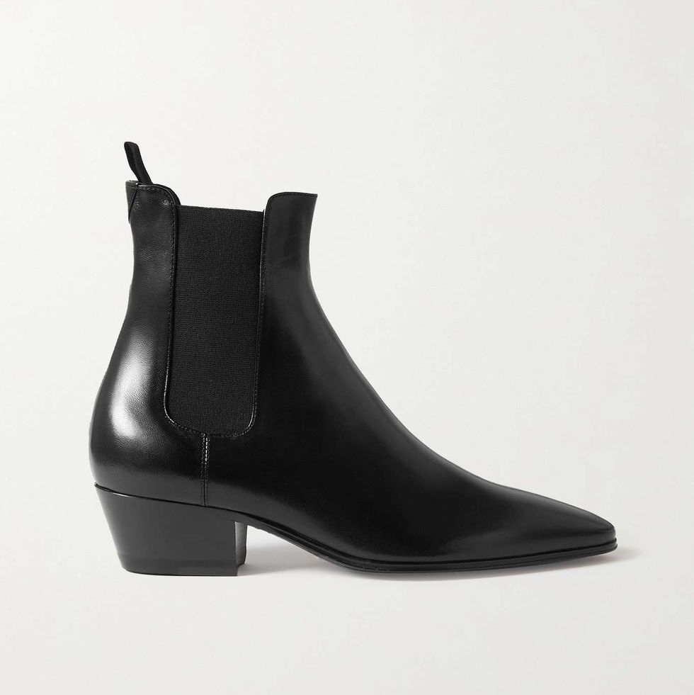 短靴推薦：Saint Laurent黑色皮革低跟短靴
