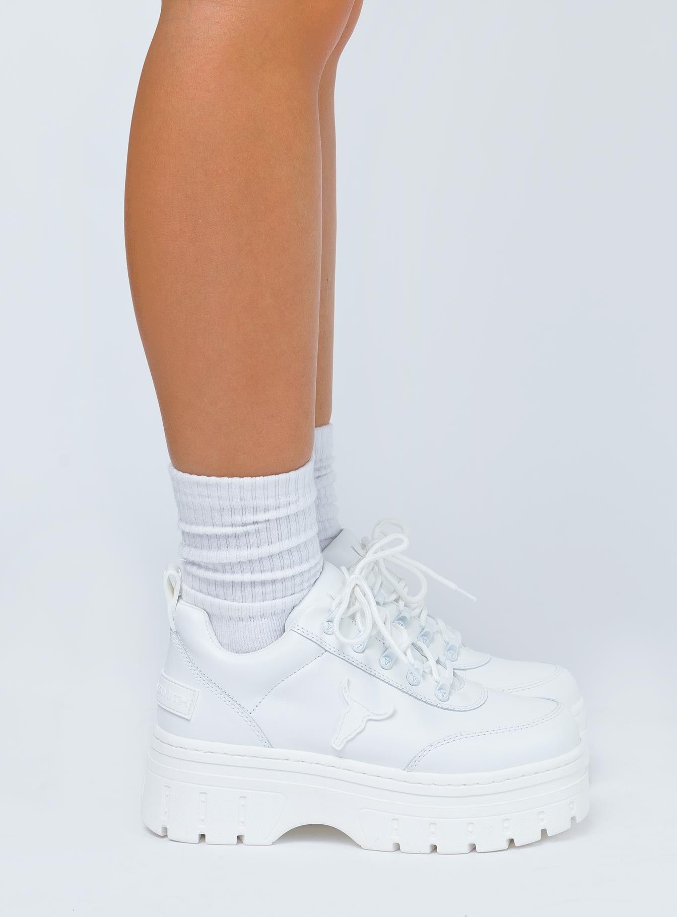 chunky white platform sneakers