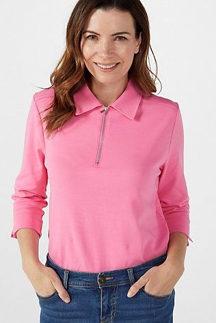 Ruth Langsford Style Statement Polo Top with Zip Detail