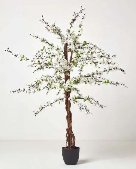 Artificial Blossom Tree with White Silk Flowers