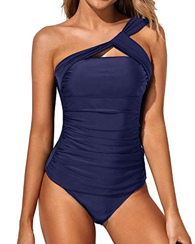 Women's One Piece Swimsuit Ruched Crisscross Middle Cut Bathing Suit  -cupshe-large-green : Target