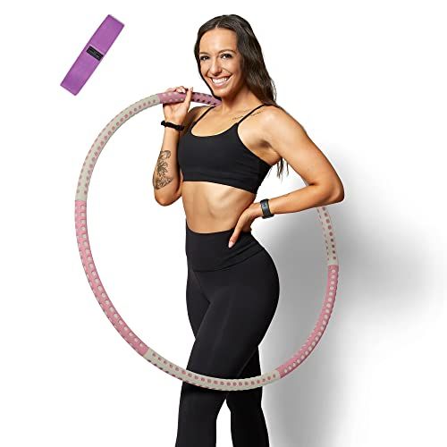 Exercise Hoops for Adults,Fat Burning 8 Detachable Stainless-Steel Tubes,Thick Foam,87cm Diameter,Outdoor&Indoor Fitness Exercise Weighted Sports Hula Hoops,Fitness Exercise Hoops to Lose Weight 