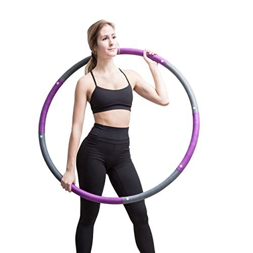 2 in 1 Adomen Fitness Message with Timer and Training Belt Smart Hula Hoops for Adults Weight Loss 16 Detachable Knots Abdomen Fitness Exercise Hulu Hoop Non-Fall Weighted Hoola Hoop