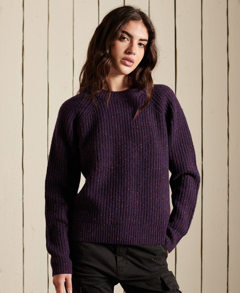 Purple Tweed Rib Crew Jumper, £54.99