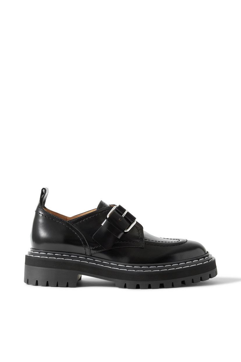 Buckled Glossed-Leather Loafers