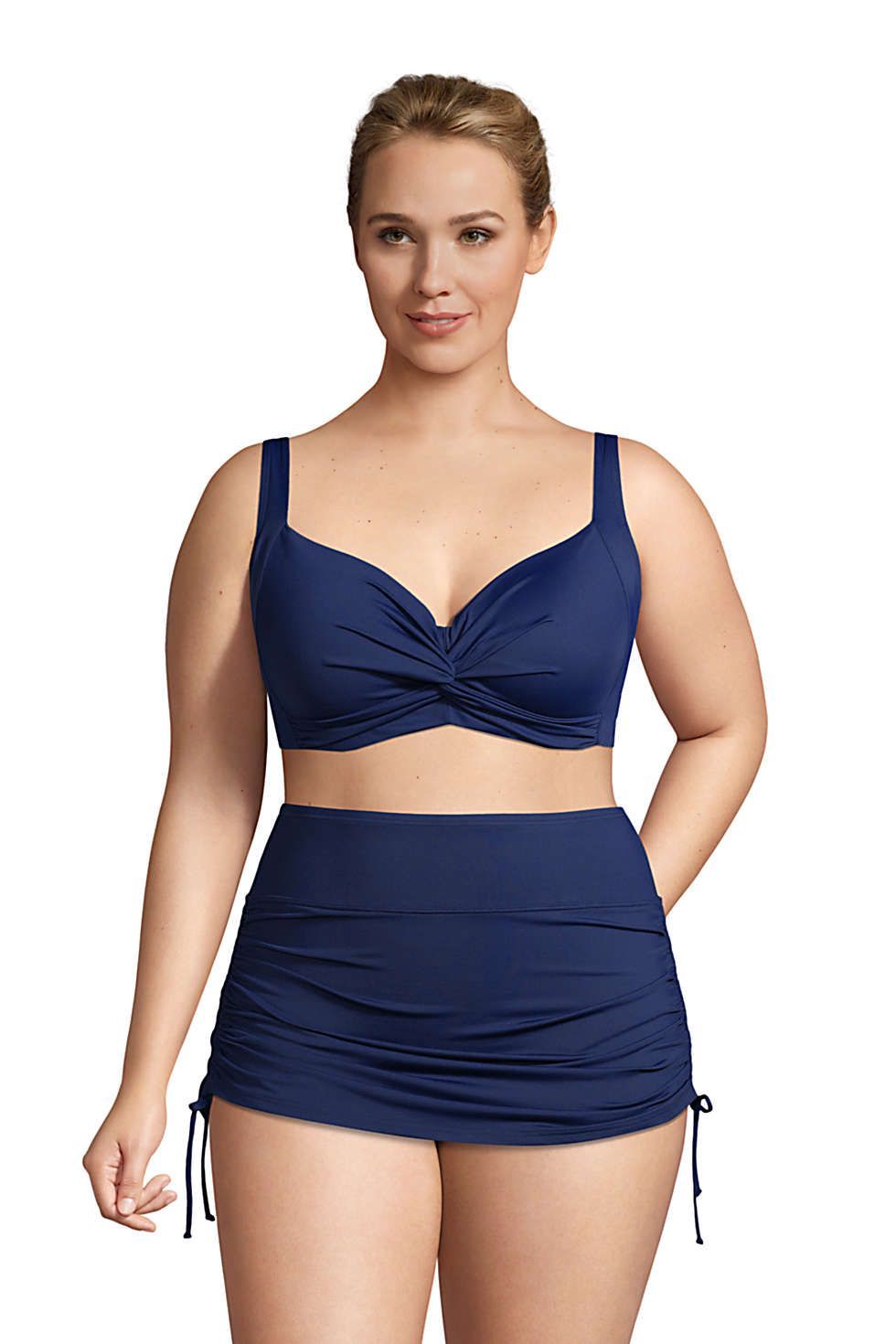 Women Plus Size Two Piece Bikini Set Underwire Halter Crop Top