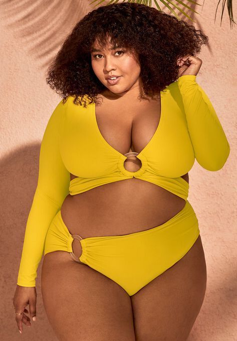 Plus size long sleeve best sale bikini top