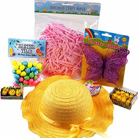 Girls Make Your Own Easter Bonnet Hat Complete 5 Piece Making Kit - Purple Butterfly