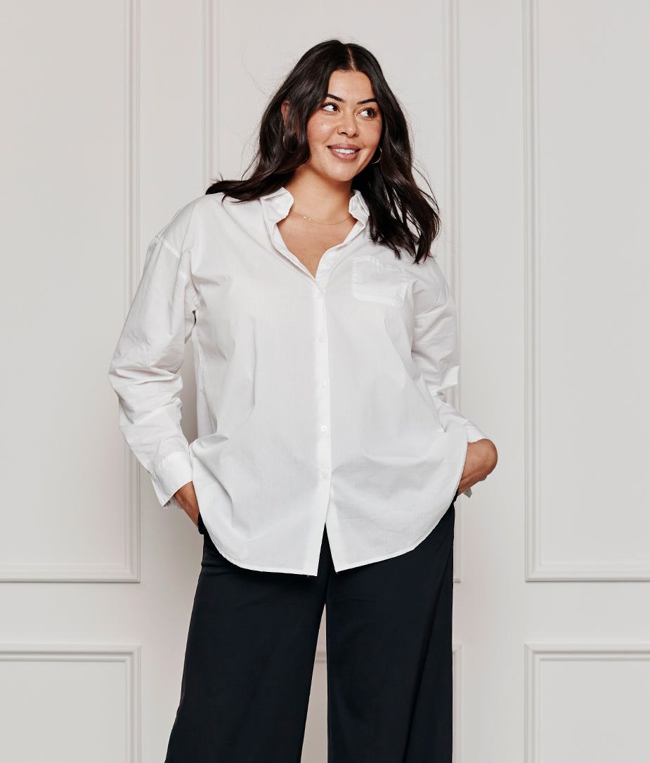 Women's plus white button best sale down shirt