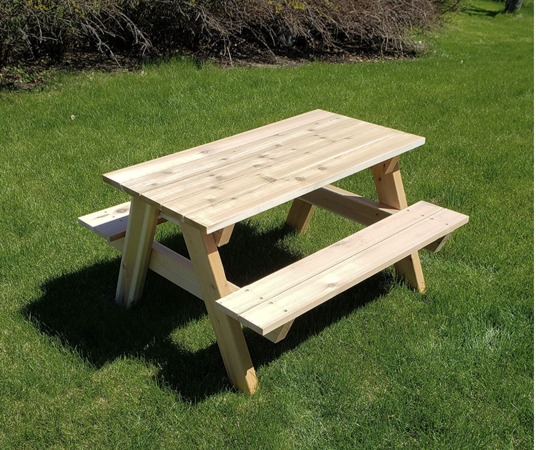 HONEY JOY Kids Picnic Table Natural Wooden Outdoor Table and Bench Set for Backyard Kids Activity Play Table 3 in 1 Convertible Sand & Water Table with 2 Storage Boxes & Removable Tabletop 