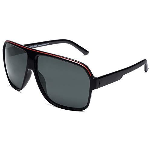 JIM HALO Polarized Wrap Around Sunglasses for Men Women Oversized Sports  Shades Flat Top UV400 Tortoise/Brown