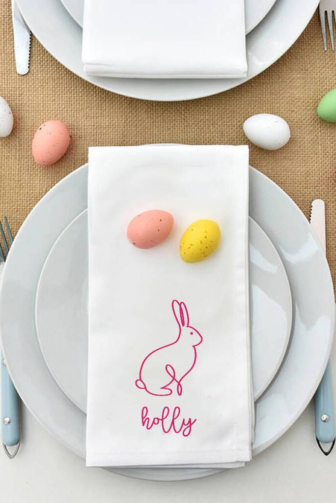 Personalised Linear Easter Bunny Rabit Napkin, £10
