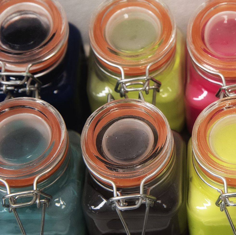 Keep leftover paint in mason jars.
