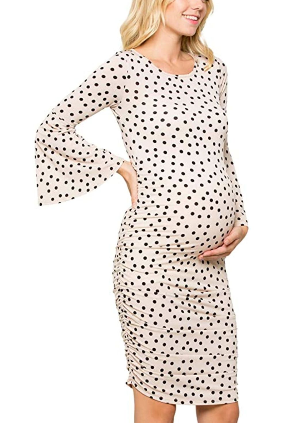 Women's Maternity Fitted Bell-Sleeve Dress 