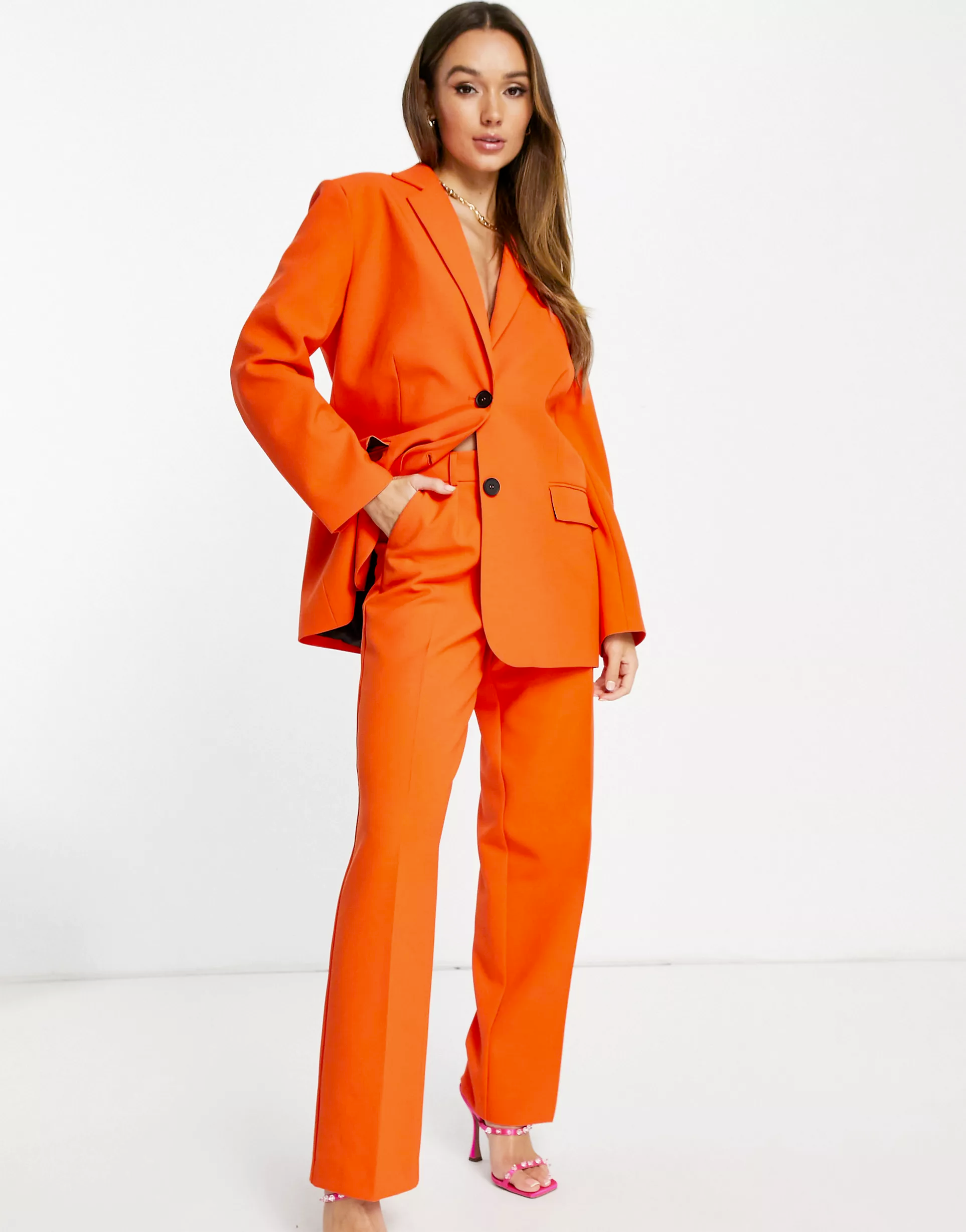 Pop boy suit blazer in bright orange