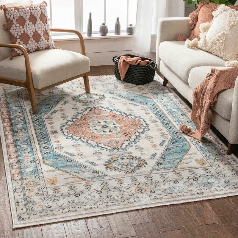 Indira Oriental Blue/Ivory Area Rug