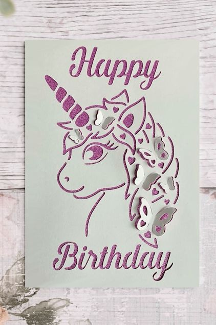 Pop-Up Unicorn Birthday Card Cut File