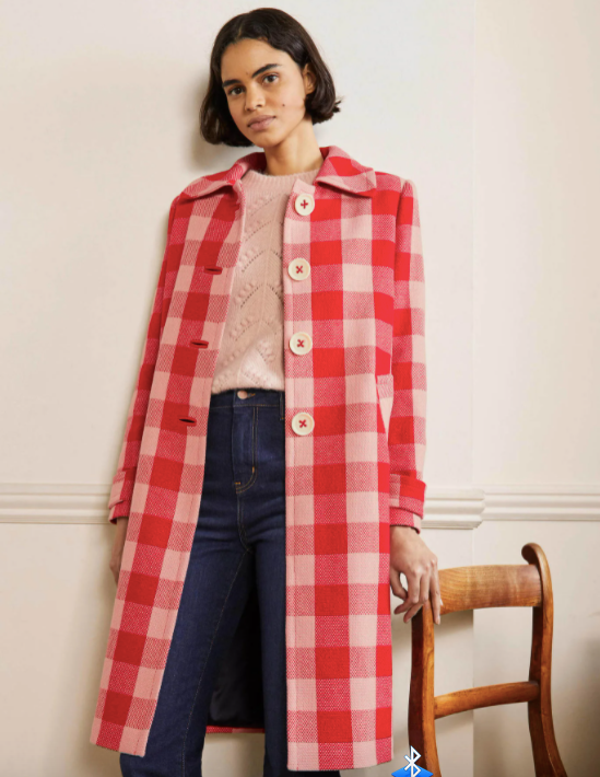 Bonnie Gingham Buttoned Coat - Pink/Red Gingham