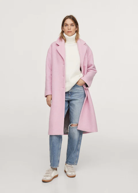 Oversize Pink Wool Coat