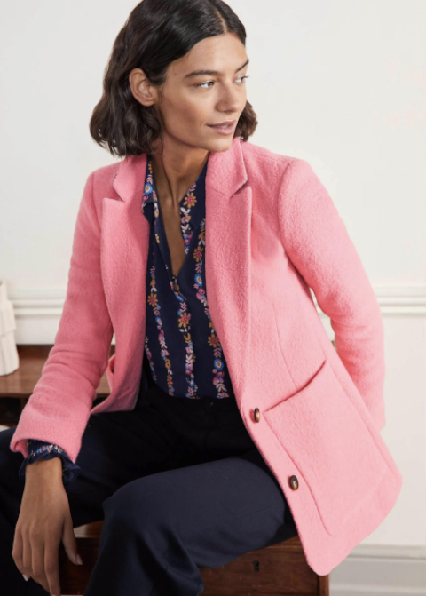 Bella Textured Wool Blazer - Azalea Pink