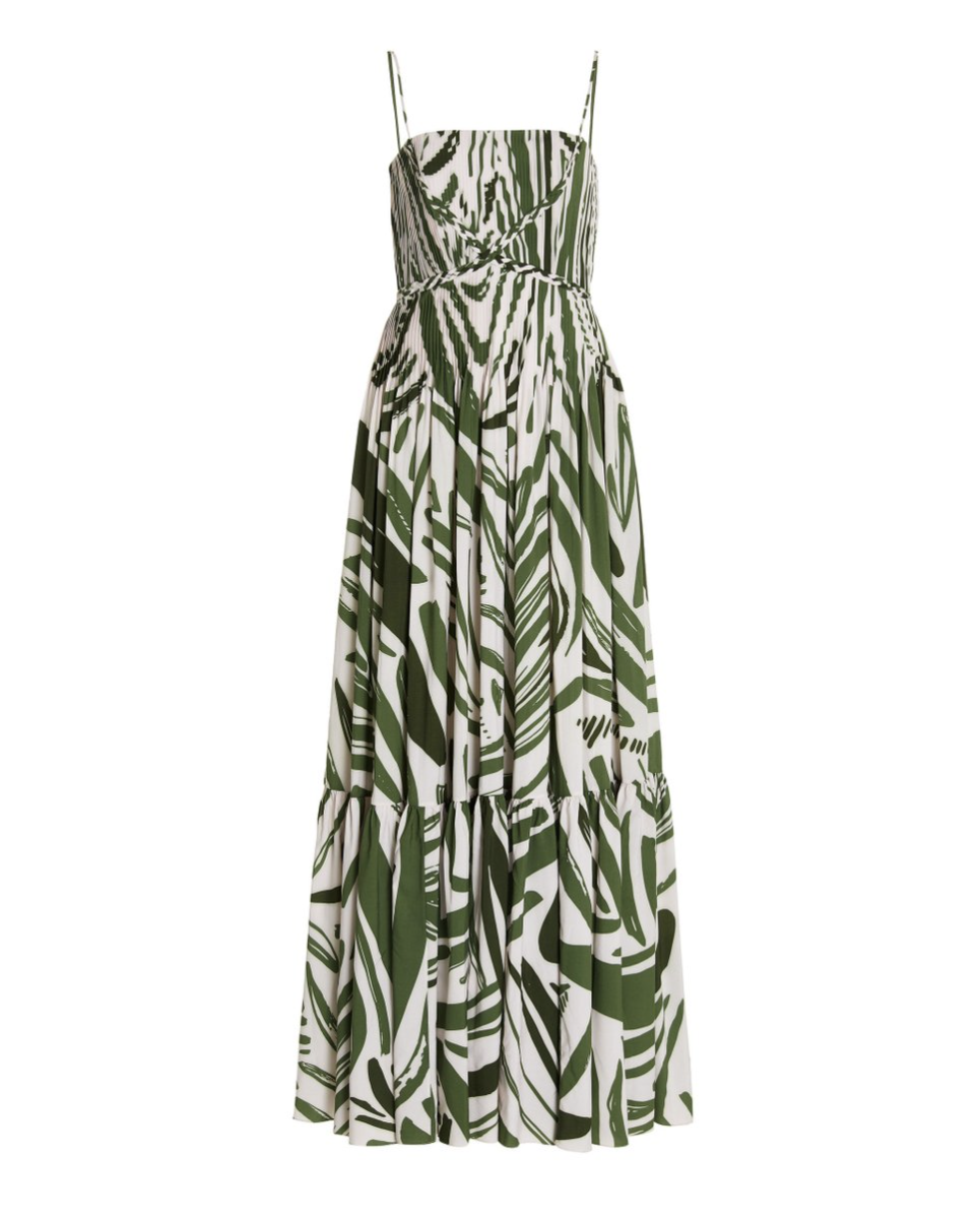 Kalal Pintucked Abstract-Print Crepe Maxi Dress