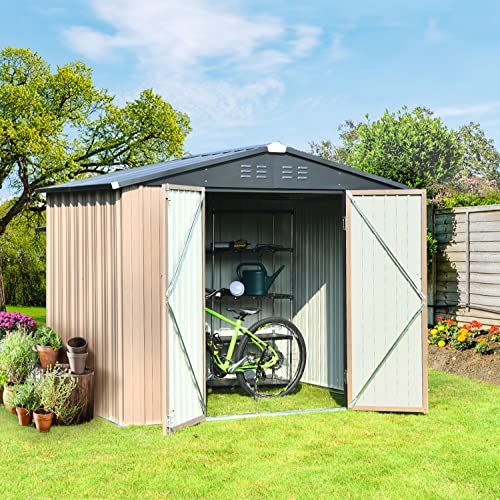 Foldable Bicycle Shelter with Floor for Outdoor Backyard Garden Tools Qlais Outdoor Bike Storage Shed Waterproof Silver Coated Oxford Bike Tent Camping Portable Bicycle Motorcycle Storage Cover 