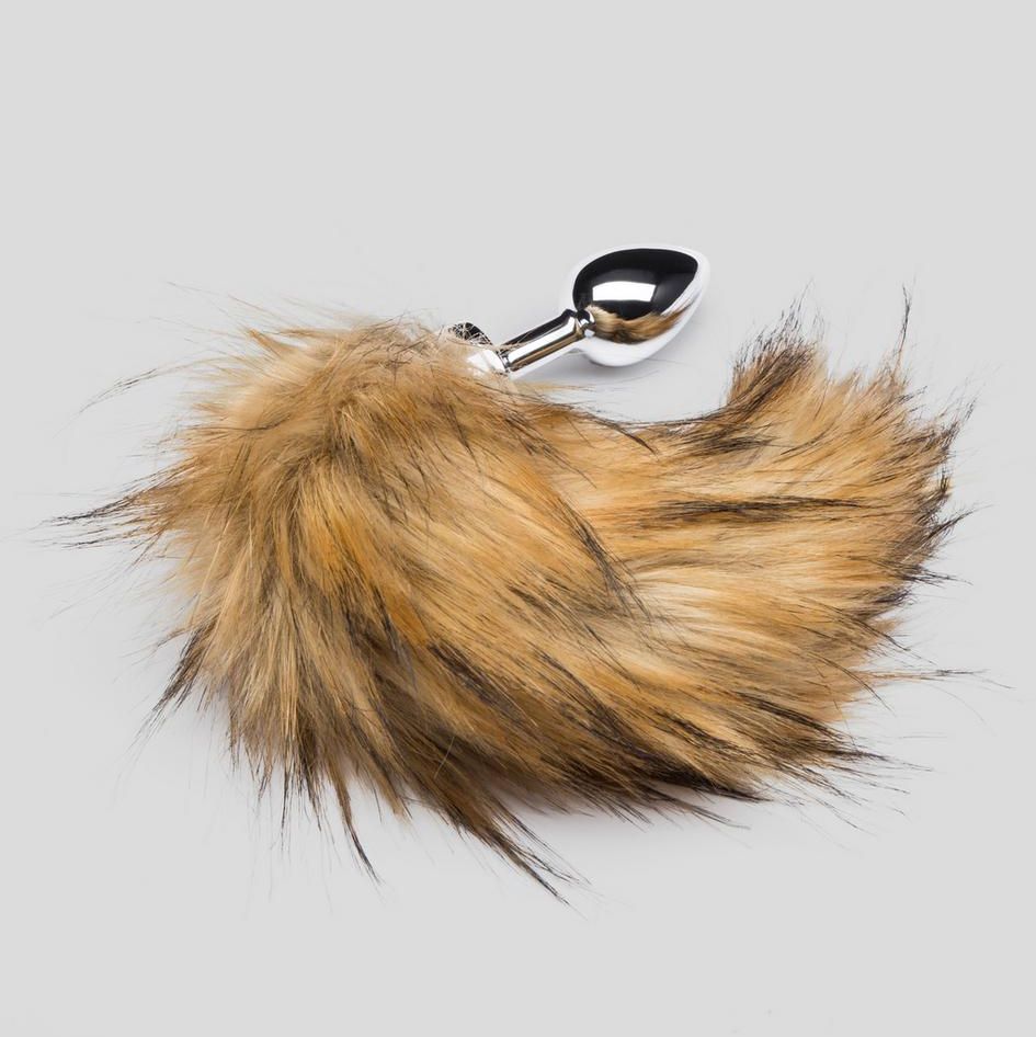 Deluxe Stainless Steel Medium Faux Fox Tail Butt Plug