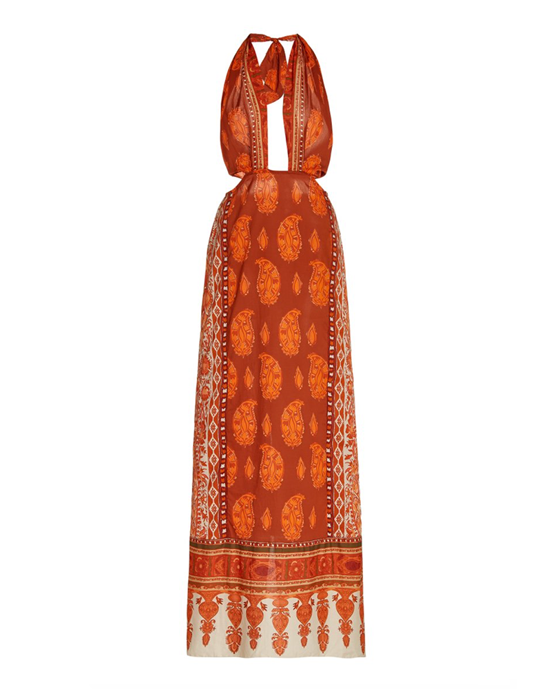 Indian Sun Printed Cotton Poplin Maxi Dress