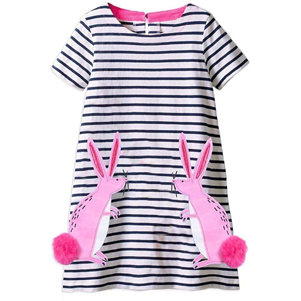 Cute Dress for Teens Girl Two Piece Set Bunny Prints Casual Cotton