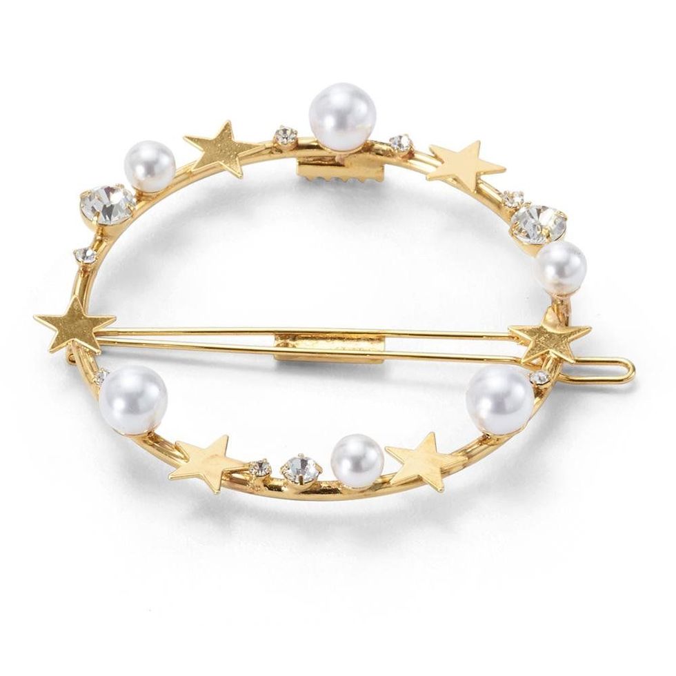 Galactic Pearl and Crystal Ring Barrette