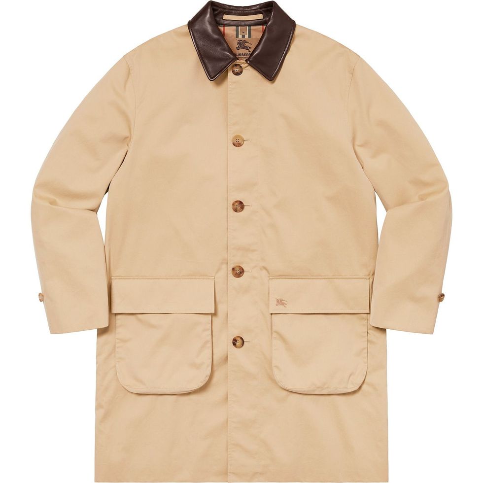 Supreme®/Burberry® Leather Collar Trench in Beige