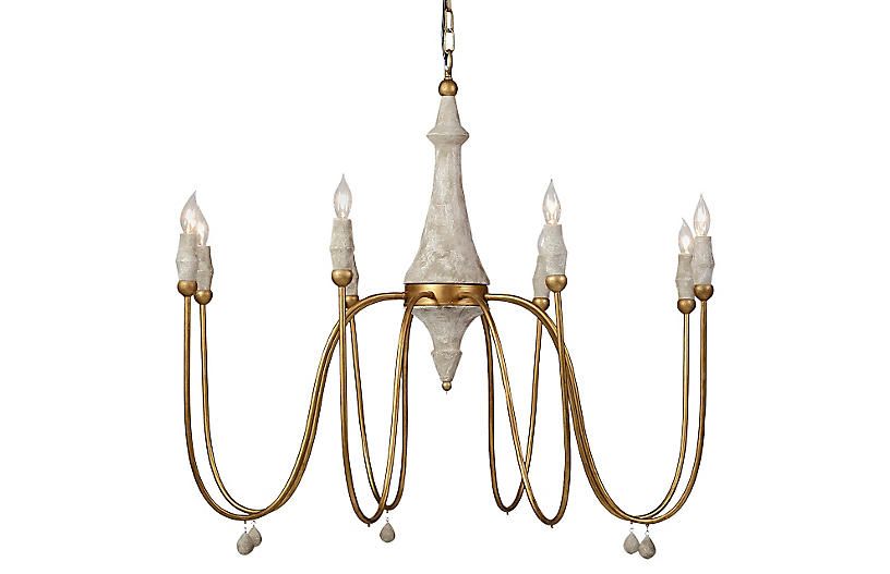 Clay Chandelier, Distressed Ivory