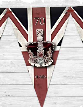 Queen Elizabeth II Burgundy Union Jack Bunting