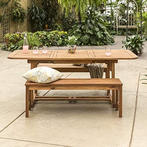 Maui Acacia Wood Dining Table and Bench Set