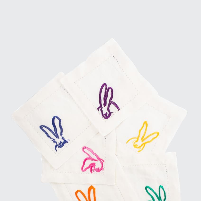 Colorful bunny cocktail napkins