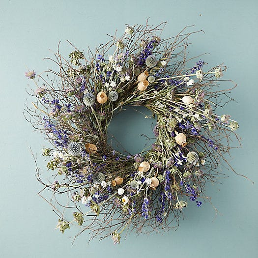 Preserved Blue Poppy Wreath