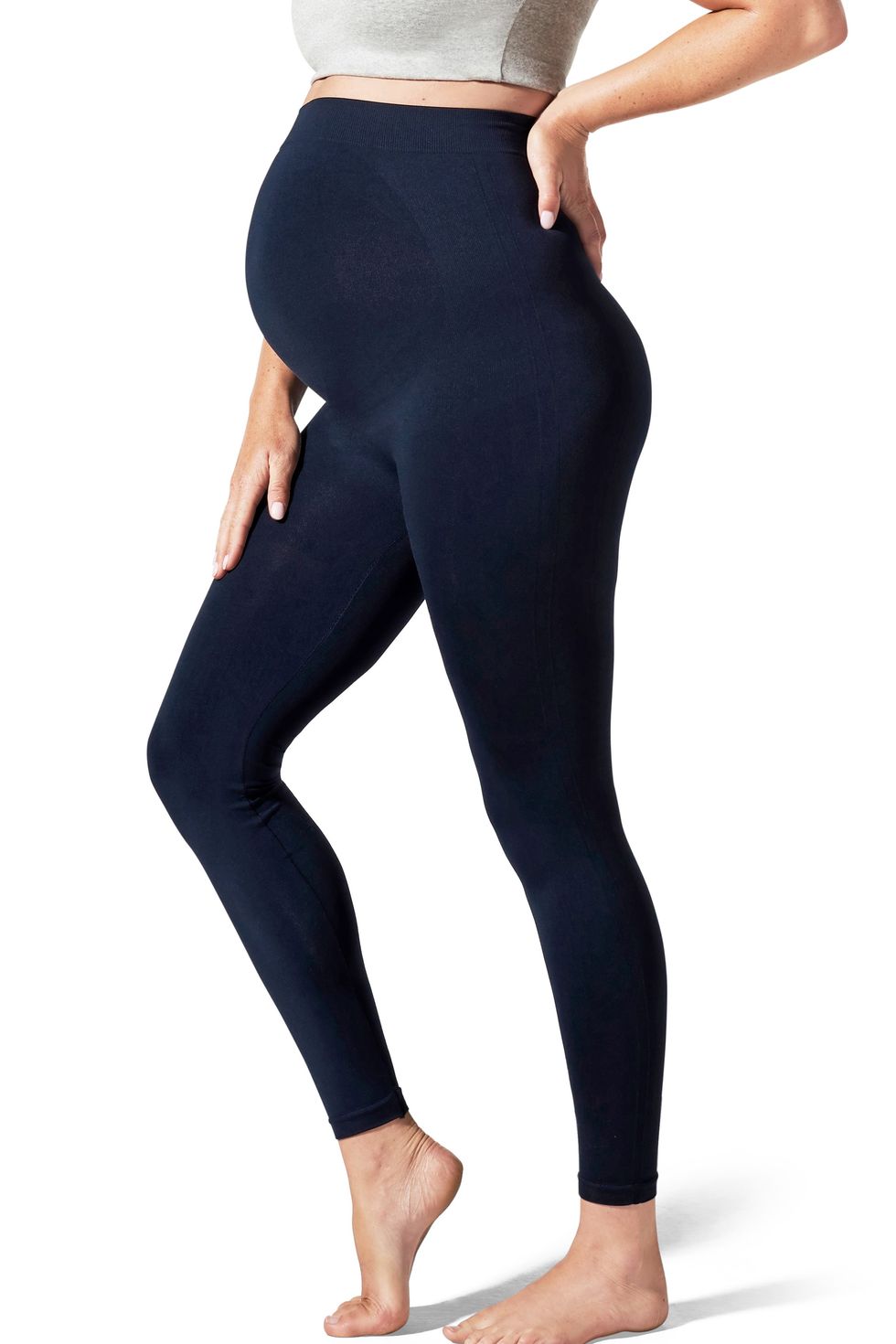 Blanqi Everyday Maternity Belly Support Crop Leggings - Oil Blue