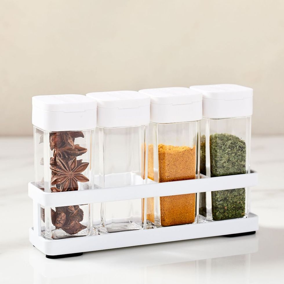 4/6OZ Clear Glass Spice Jar with Bamboo Lid Funnel Kitchen Spice Seasoning  Storage Organizer Containers