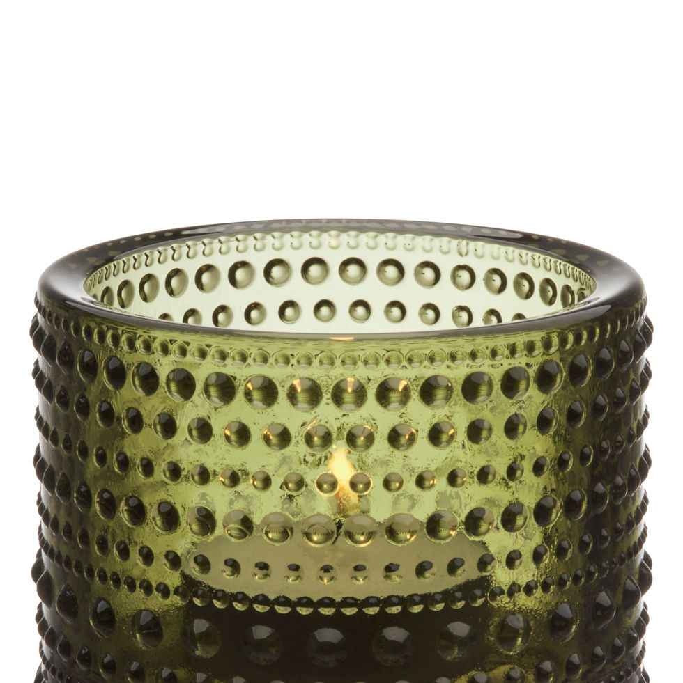 The Emeralds glass candle holder L lime-green