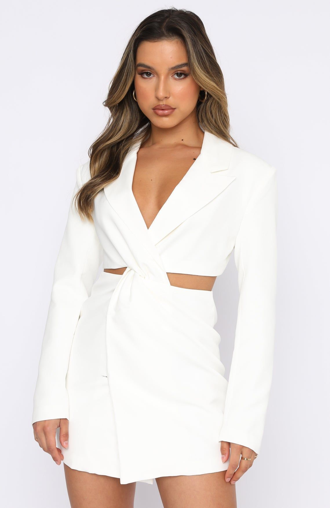 white wrap dress graduation