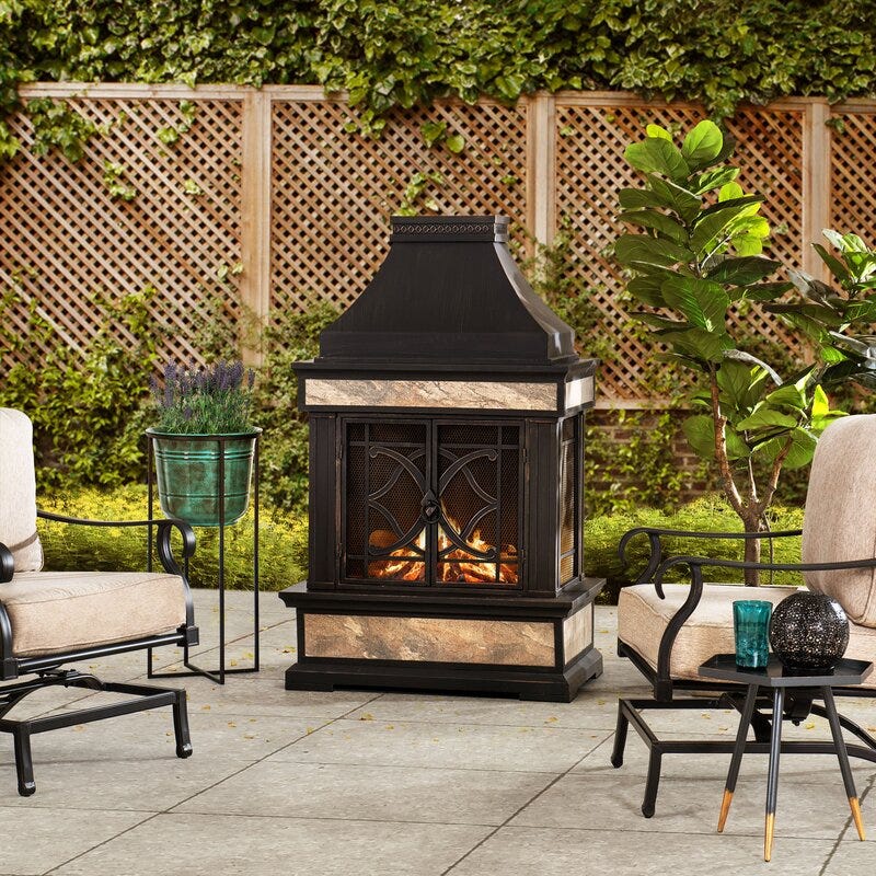 Pirtle Steel Wood Burning Outdoor Fireplace