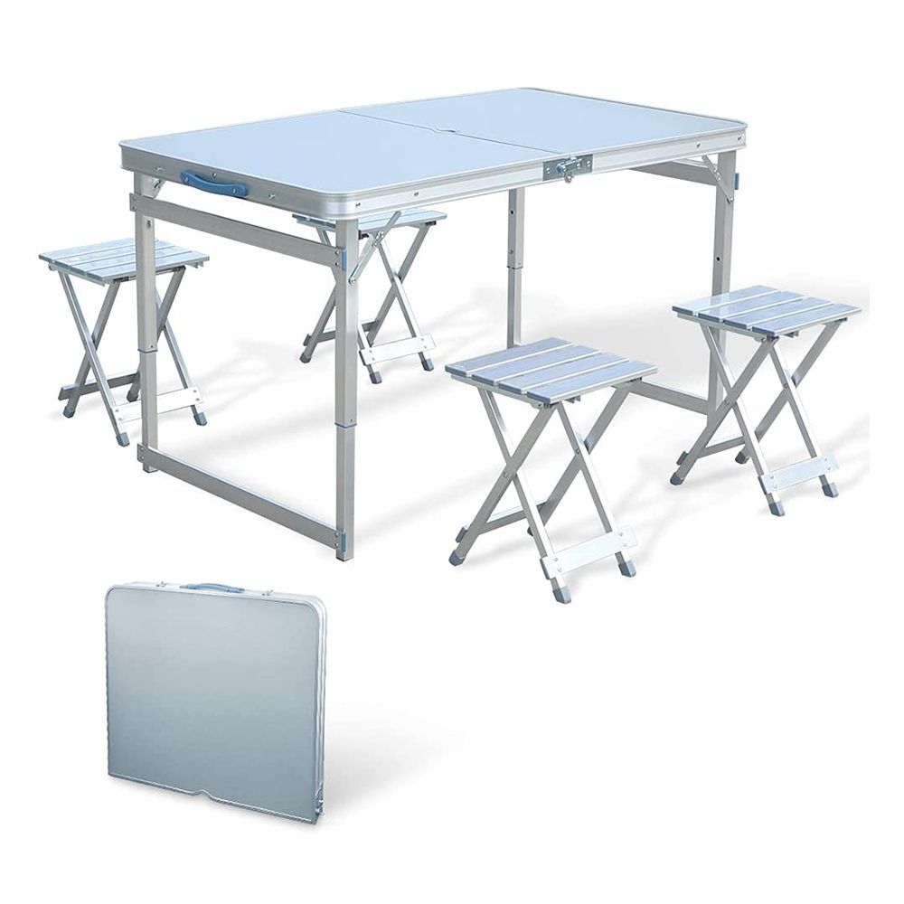 Folding Camping Table And 2 Chairs Picnic Set Aluminum frame with MDF tabletop 