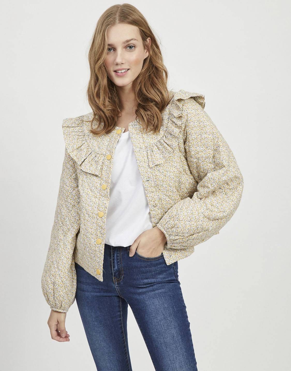 floral print quilted jacket