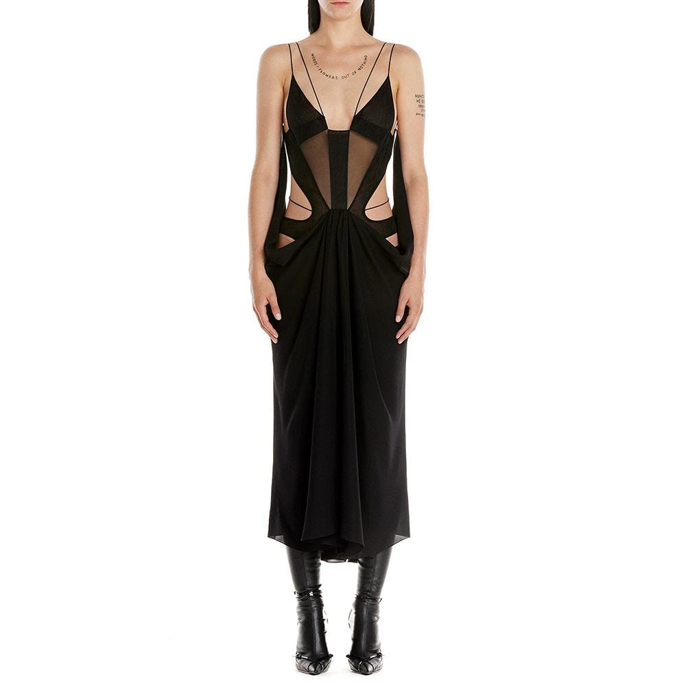 Asymmetric Cutout Suspension Dress in 1999 Black