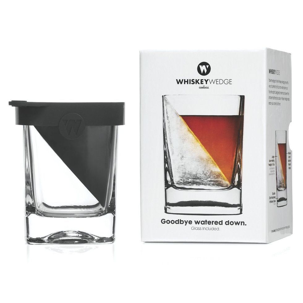 Corkcicle Whiskey Wedge Square Bourbon Glass With Silicone Ice Mold - New