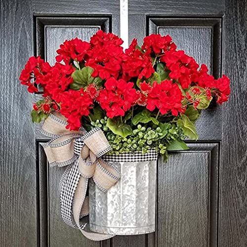 Red Geranium Bucket Wreath