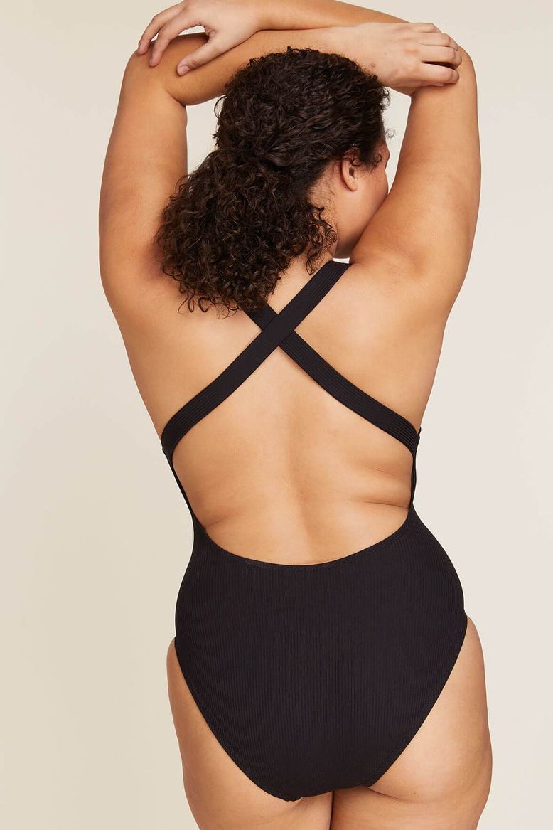French Connection low back swimsuit in blue