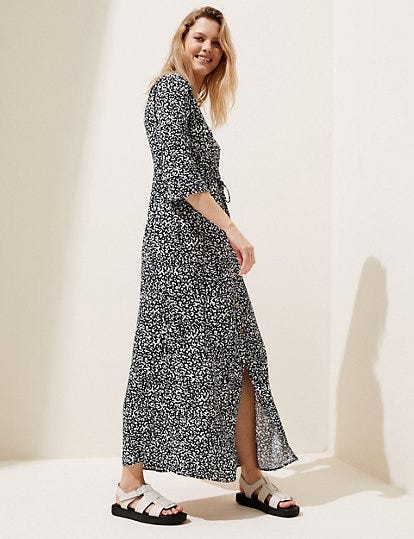 Animal Button Through Kaftan Beach Dress
